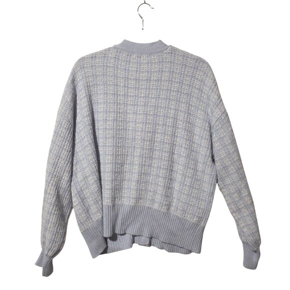 Womens Tweed Cardigan Sweater XL  Button Light Blue Clueless Preppy Checked - Picture 3 of 8
